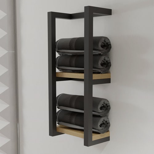 Industrial Pipe Hand Towel Rack With Wood Shelf. Etsy