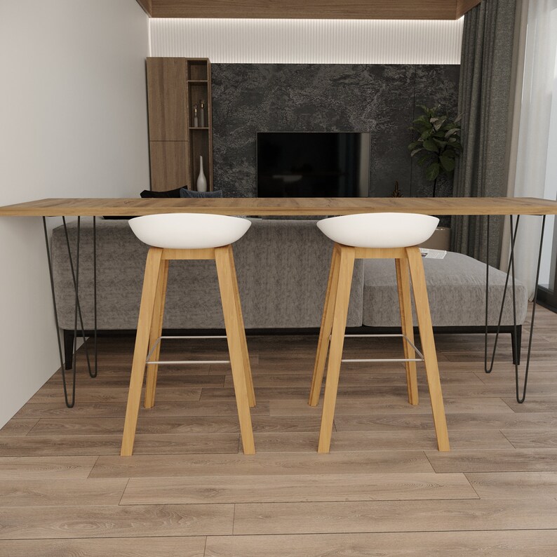 Counter Height Table Hairpin Legs 2 Rod Bar Table Leg Etsy