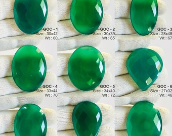 Green Onyx Faceted Cabochon loose stone for pendent, Natural Green Onyx Faceted stone for wire warp and other beautiful jewelry