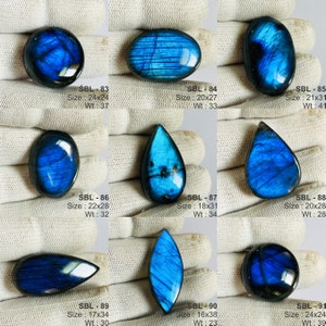 Cabochons de labradorite bleue naturelle de qualité AAA, prix de gros, faits main et polis à la main. image 6