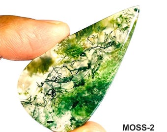 Natürlicher Grüner Moos Achat Cabochon: Edelstein für Schmuck