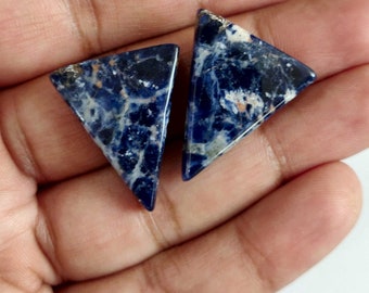 Sodalite Matched Pair Cabochon, Natural Blue Sodalite Pair,  Rare and beautiful Sodalite Pair, Loose Sodalite for Earrings Jewelry Making