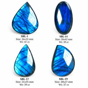 Cabochon di pietra preziosa di labradorite blu AAA per realizzare gioielli e collane di labradorite immagine 1