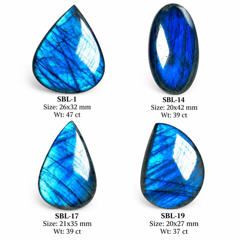 Cabochon di pietra preziosa di labradorite blu AAA per realizzare gioielli e collane di labradorite immagine 1