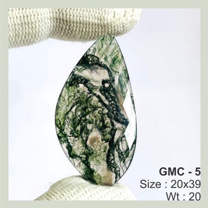 Faceted Green Moss Agate Cabochon: Natural Gemstone for Jewelry