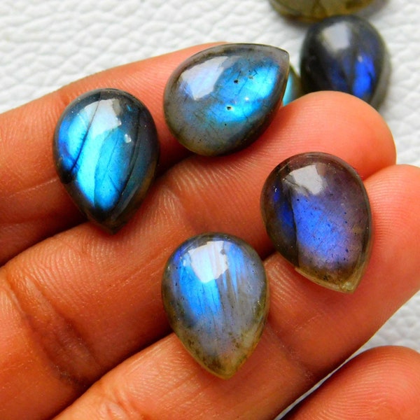 Labradorite Pear Shape Cab Natural Blue Fire Labradorite Cabochon Gemstone Lot For Making Jewelry calibrated Stone All Sizes available