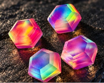 Aurora Opal Hexagon Cabochon, Colorful Doublet Gemstone for Jewelry Making