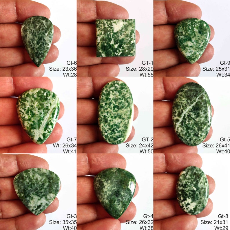 Natural Green Spot Jasper Cabochon wholesale price loose Gemstone for making jewelry image 2