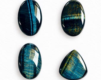 Blue Tiger Eye Cabochon: Natural Loose Gemstone for Jewelry Making
