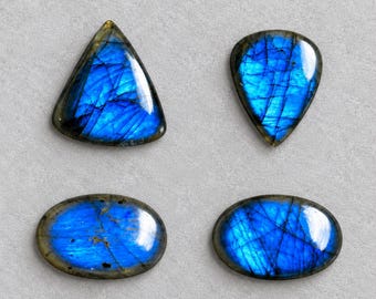 Blue Labradorite Cabochon for Jewelry Making, Natural Gemstone Wire Wrapping Labradorite Supplies