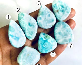Natural Larimar Gemstone Cabochon | Loose Blue Stone for Jewelry and Craft making