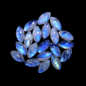 Rainbow Moonstone 8x16mm Marquise shape cabochon loose Gemstone for making jewelry Natural Blue Flashy Moonstone Marquise for earring image 3