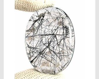 Natural Black Rutile Gemstone Cabochon: Loose Stone for Jewelry