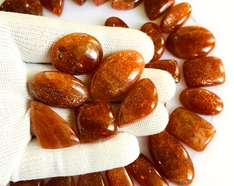 Natuurlijke zonnesteen cabochon: losse sprankelende edelsteen voor het maken van sieraden