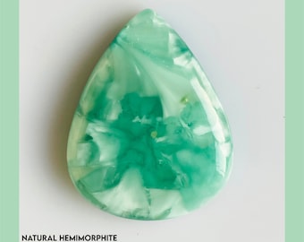 Natural Hemimorphite Gemstone Cabochon: Green Healing Crystal for DIY Jewelry
