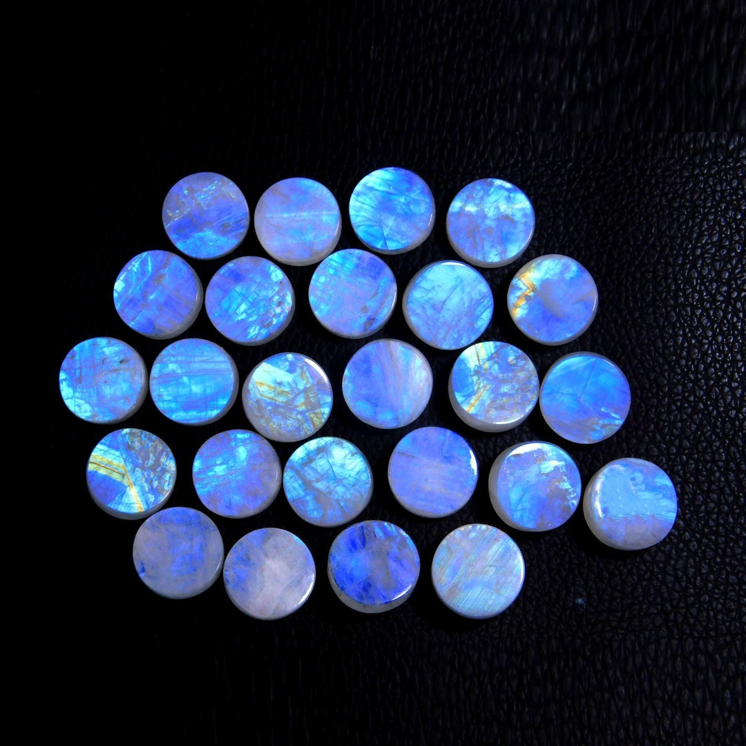 Top Quality Rainbow Moonstone Button Both Side Flat Round Shape