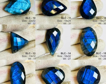 Cabochon in pietra preziosa labradorite sfaccettata blu naturale per realizzare gioielli, labradorite tagliata blu per pendente e labradorite per ordito di filo