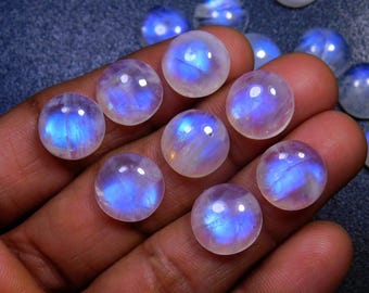Rainbow Moonstone Cabochon: 12mm Round Gemstone for Jewelry Making