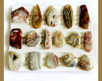 Natural Crazy Lace Agate Cabochon: Flat Back Gemstone for Jewelry