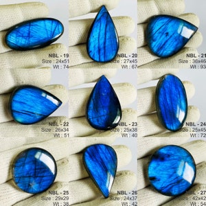 Cabochons de labradorite bleue naturelle de qualité AAA, prix de gros, faits main et polis à la main. image 4