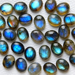 Cabochons de forme ovale en labradorite de feu bleu naturel Cabochon en labradorite de feu ovale pour la fabrication de bijoux en pierre calibrée Toutes les tailles disponibles image 4