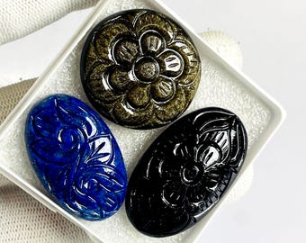 Hand Carved Gemstone Cabochon: Natural Crystal for Jewelry Making