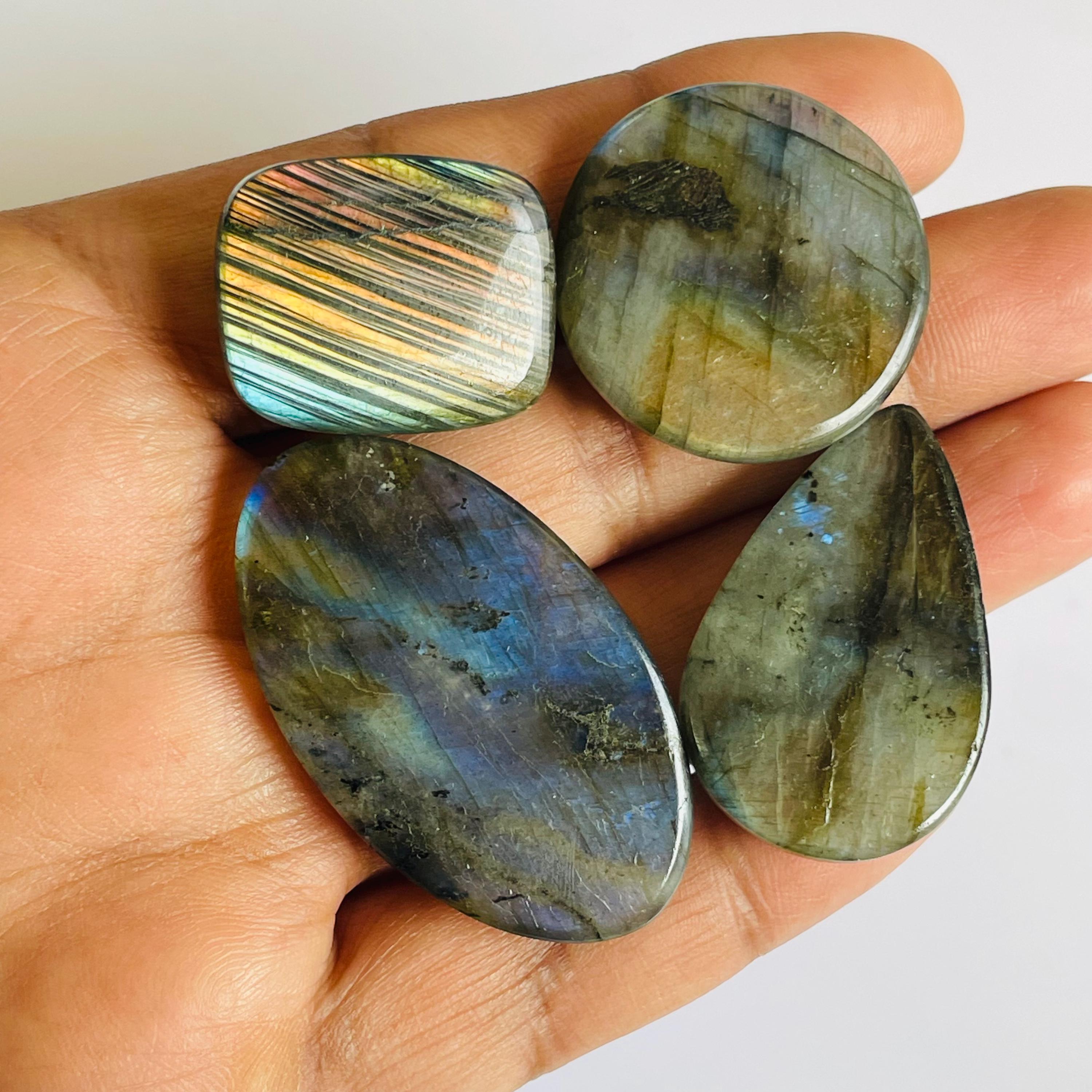 Naturel Multi Flashy Labradorite Cabochon Main Poli Pierre Précieuse - Foto 6