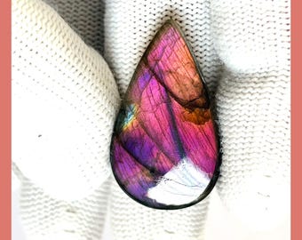 Natural Purple Labradorite Cabochon: Multi-Color Loose Gemstone