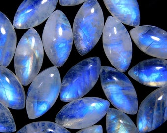 Rainbow Moonstone 8x16mm Marquise shape cabochon loose Gemstone for making jewelry Natural Blue Flashy Moonstone Marquise for earring