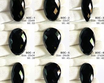 Black Onyx Faceted Cabochon loose stone for pendent, Natural Black Onyx Faceted stone for wire warp and other beautiful jewelry