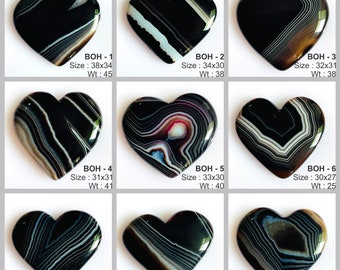 Zwart gestreepte agaat hartvorm cabochon edelsteen, ontwerper zwarte Onex hartvorm cabochon voor ambacht en sieraden