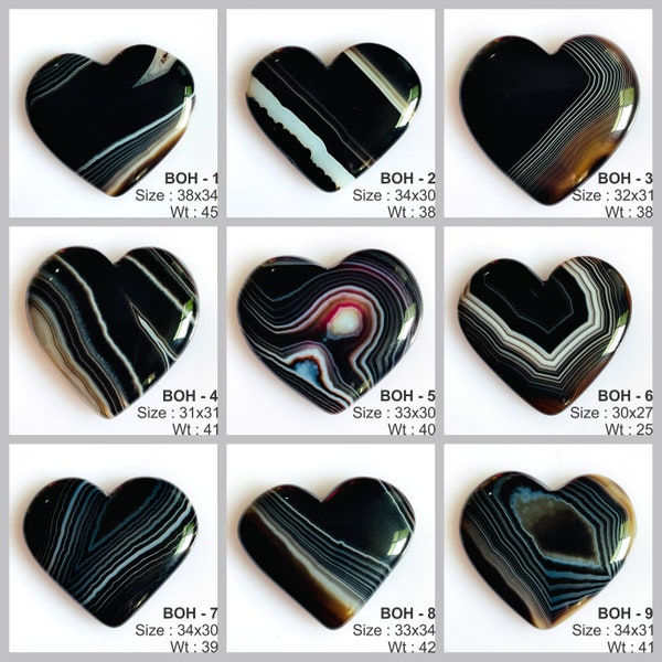 Black Banded Agate Heart shape Cabochon Gemstone, Designer black Onex Heart Shape Cabochon For Craft And Jewelry