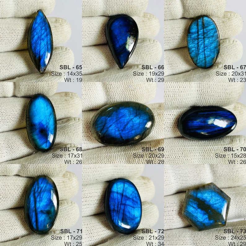 Cabochons de labradorite bleue naturelle de qualité AAA, prix de gros, faits main et polis à la main. image 5