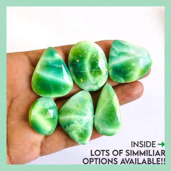 Faceted Green Hemimorphite Cabochons Gemstone for Jewelry making