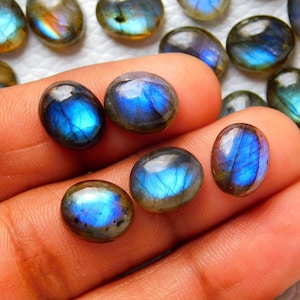 Cabochons de forme ovale en labradorite de feu bleu naturel Cabochon en labradorite de feu ovale pour la fabrication de bijoux en pierre calibrée Toutes les tailles disponibles 8x10 mm