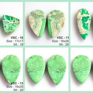 Natural variscite pair Loose Gemstone Cabochon matched pair for making earring Green variscite handmade Cabs pair for making jewelry image 2