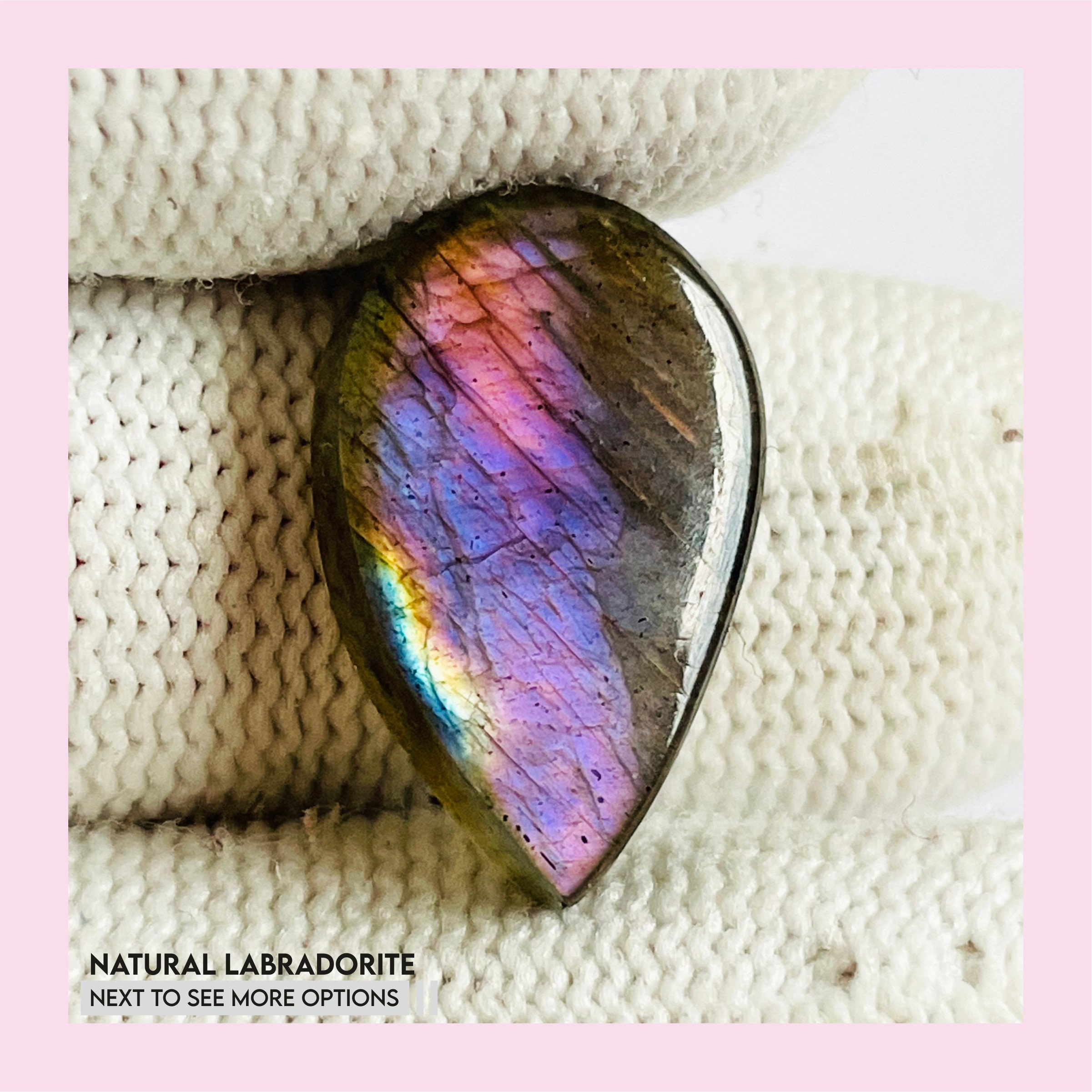 希少なマルチファイアラブラドライトカボション｜天然パープル