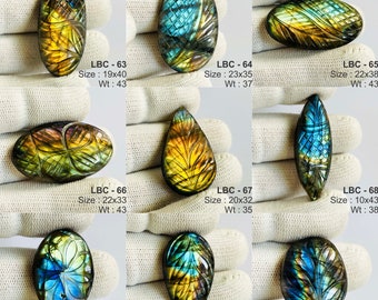 Natuurlijke labradoriet snijwerk cabochon, zeer zeldzame snijwerk labradoriet handgesneden labradoriet losse edelsteen cabines, Wire Wrap Making Stone