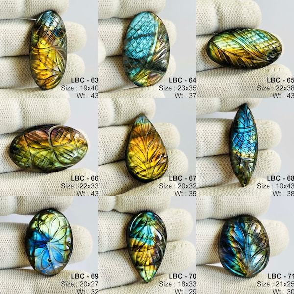 Natural Labradorite Carving Cabochon, Very Rare Carving Labradorite Hand Carved Labradorite Loose Gemstone cabs, Wire Wrap Making Stone