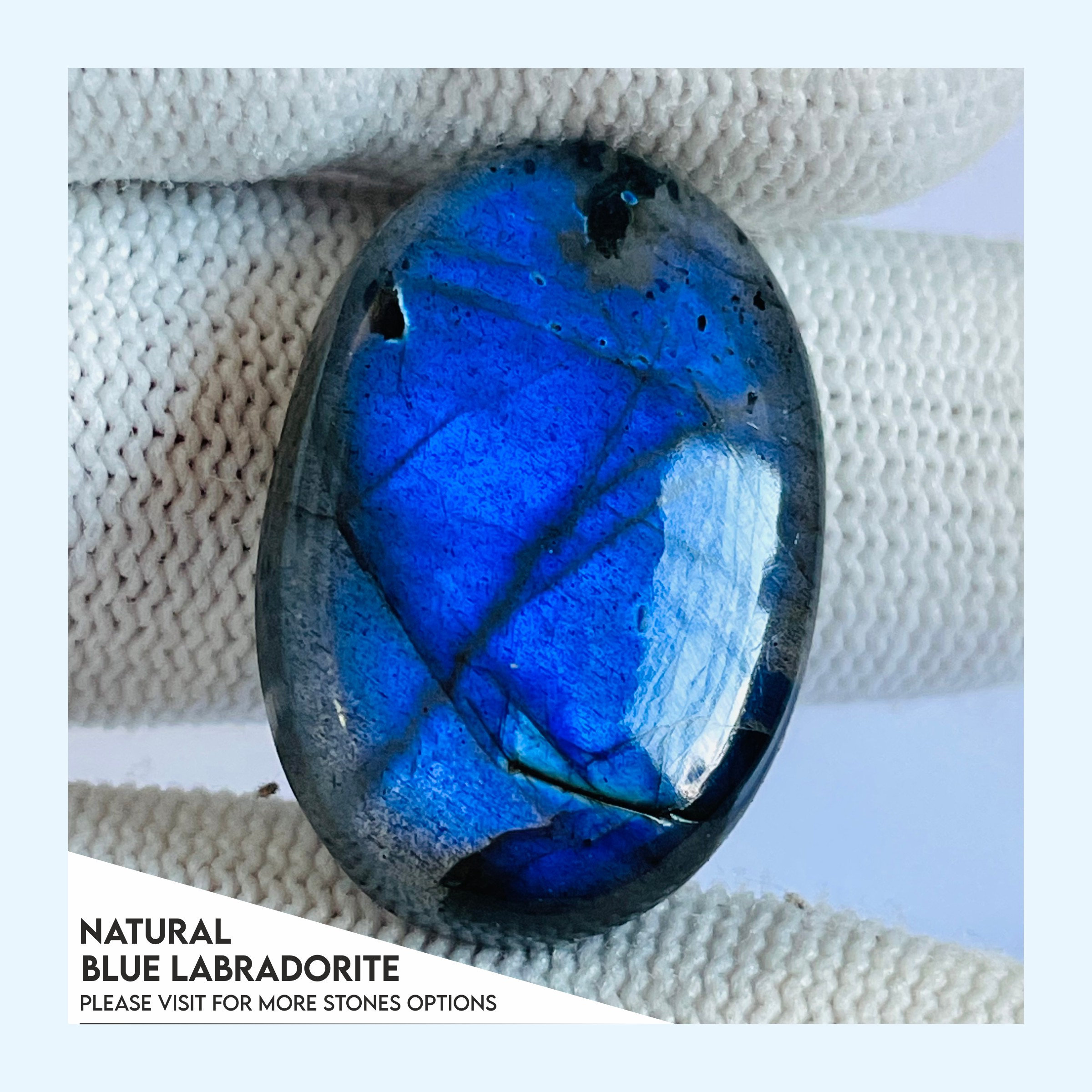 Natural Blue Labradorite Cabochon: Handmade Gemstone, Wholesale Stone
