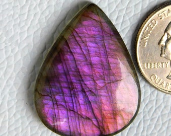 Natural Purple Flashy Labradorite Gemstone Cabochon Best For Making Silver jewelry  & Wire Wrap Jewelry Size 27x34x6 MM