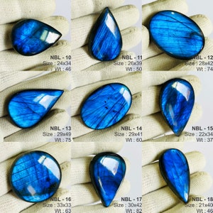 Cabochons de labradorite bleue naturelle de qualité AAA, prix de gros, faits main et polis à la main. image 2