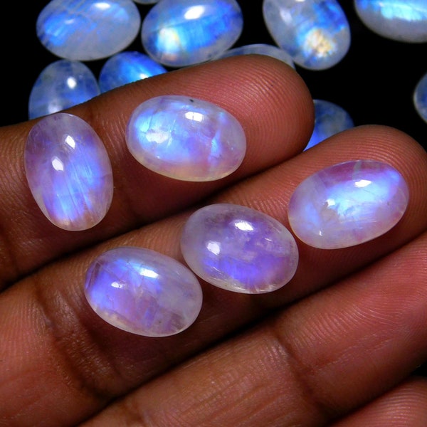 Rainbow Moonstone Oval shape Gemstone Cabochon for making beautiful jewelry Natural Blue Flashy Rainbow Moonstone Cabs Loose Gemstone best