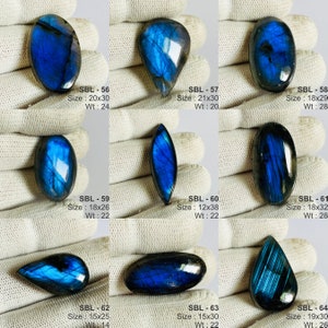 Cabochons de labradorite bleue naturelle de qualité AAA, prix de gros, faits main et polis à la main. image 4