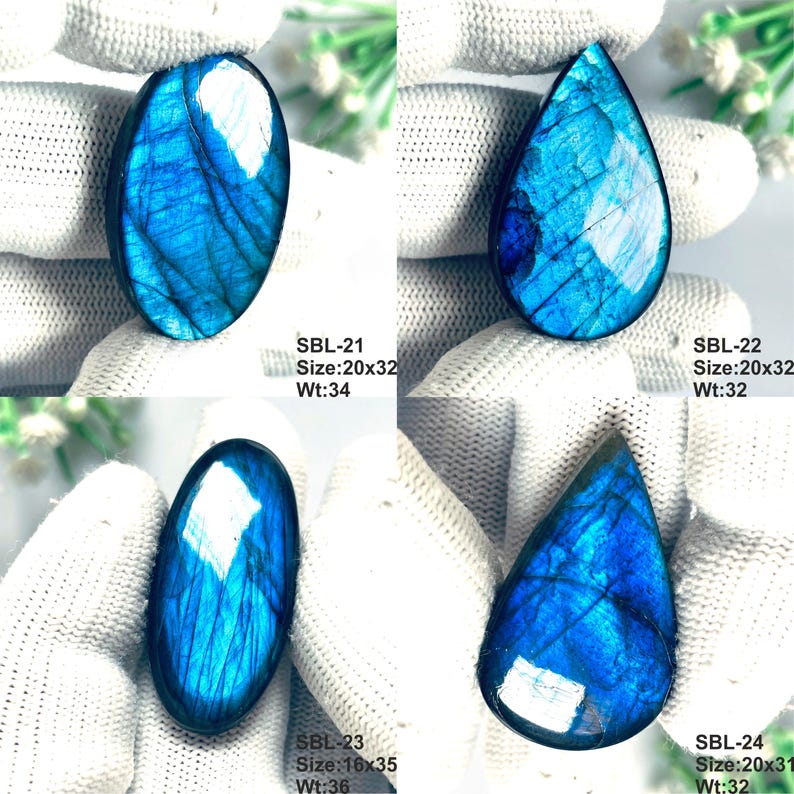 Cabochon di pietra preziosa di labradorite blu AAA per realizzare gioielli e collane di labradorite immagine 9