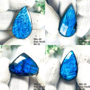 Cabochon di pietra preziosa di labradorite blu AAA per realizzare gioielli e collane di labradorite immagine 11