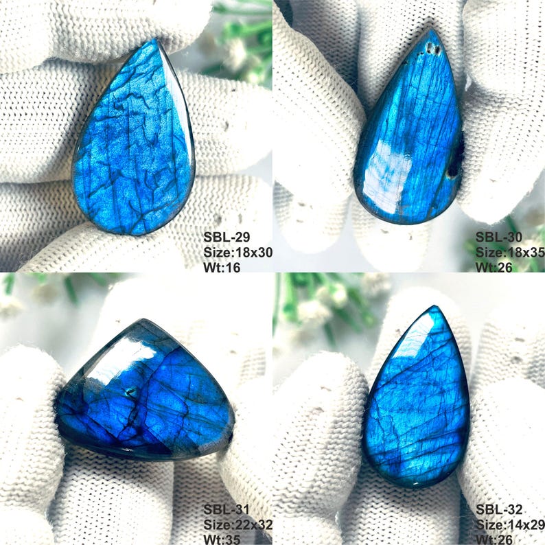 Cabochon di pietra preziosa di labradorite blu AAA per realizzare gioielli e collane di labradorite immagine 11