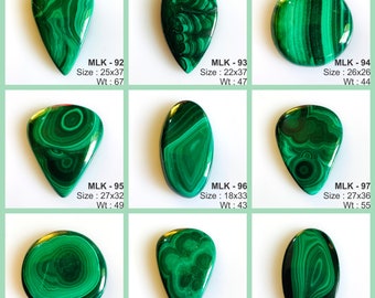 Natural malachite Cabochon, Flat back malachite gemstone, AAA Quality malachite, Hand made hand polished malachite for jewelry