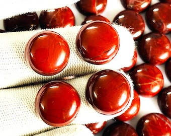 Red Jasper Cabochons: Round Matched Pair, 16/14mm Gemstones