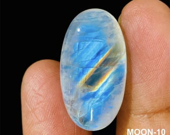 Natural Rainbow Moonstone Cabochon: Blue Flash Gemstone